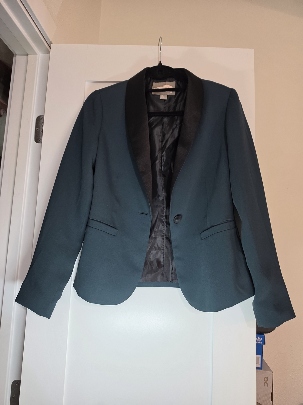 Forever 21 Teal Blazer with Black Satin Lapel